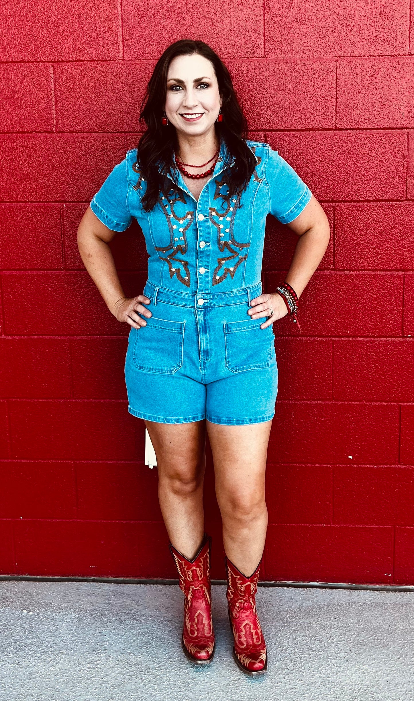 Blue b Short Sleeve Denim Romper