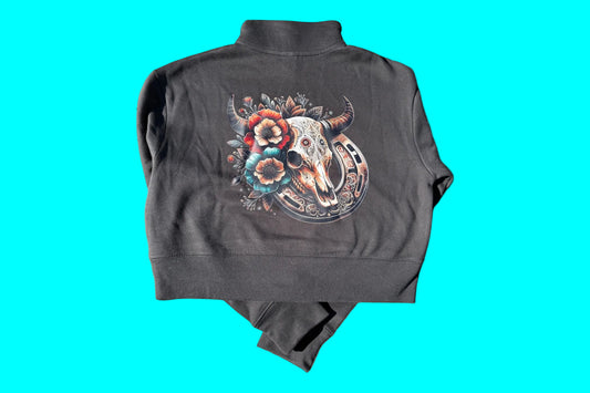Crop Sweatshirt-Black Steerhed on back